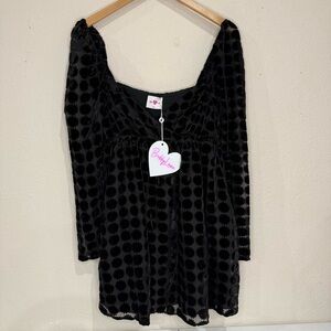 BUDDYLOVE Cocktail Dress Black with Sheer Sleeves Babydoll Women’s Size Medium